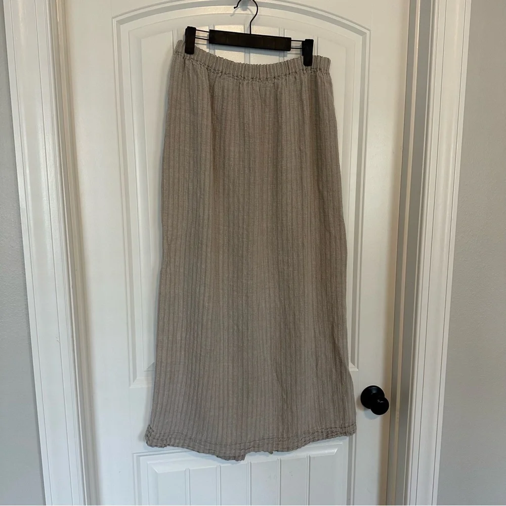 Flax Skirt Maxi Minimalist Tan Linen Casual Lagenlook Fairy Boho Size Large